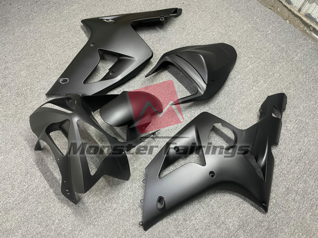 Kawasaki ZX6R custom ABS fairings 2003 - 2004 in Matte Black - durable replacement kit, Monster Fairings