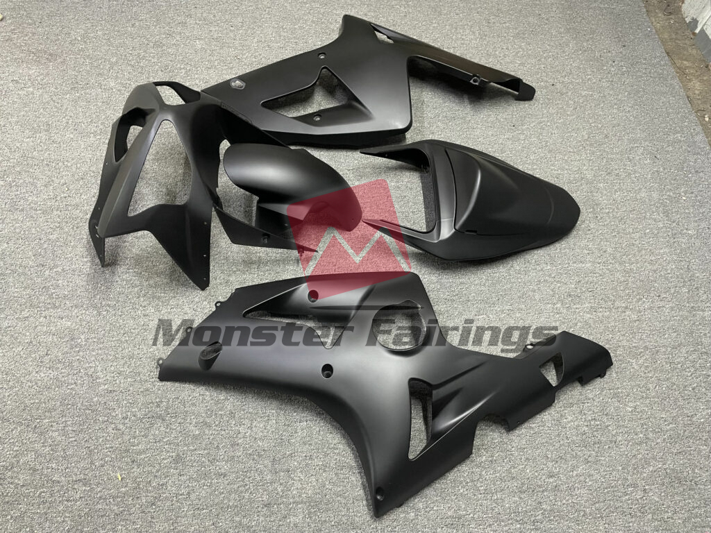 2003 - 2004 Kawasaki ZX6R Matte Black fairing set - ABS injection, custom painted by Monster Fairings