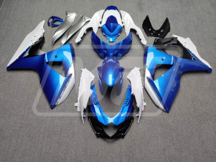 Suzuki GSXR 1000 2009-2016 Gloss Blue with White & Silver ABS Fairings | Monster Fairings