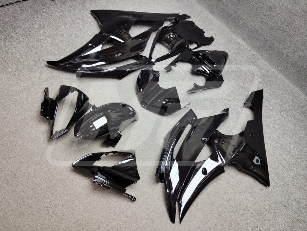 Yamaha R6 custom ABS fairings 2008 - 2016 in Gloss Black - durable replacement kit, Monster Fairings