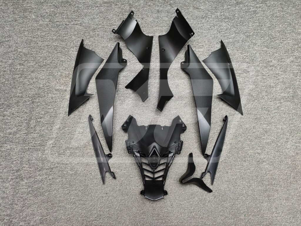 Monster Fairings ABS fairing kit for Yamaha R6 2008 - 2016 - Gloss Black & Carbon Fiber Matte Gray, precise OEM fit