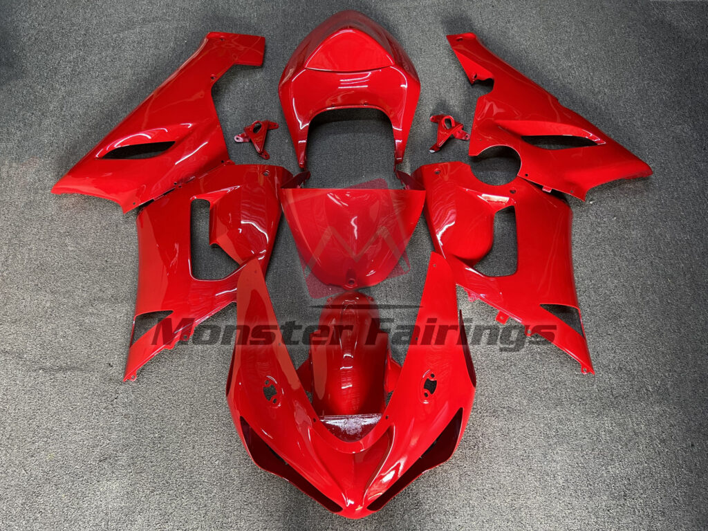 Kawasaki ZX6R 2005 - 2006 Red Gloss ABS fairings - custom motorcycle bodywork kit by Monster Fairings
