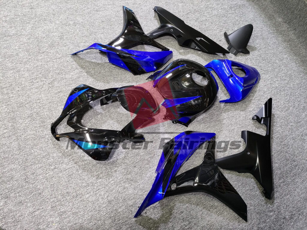 2007 - 2008 Honda CBR600RR Blue Black fairing set - ABS injection, custom painted by Monster Fairings