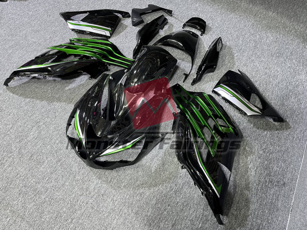 Gloss Black Green ABS fairings for Kawasaki ZX14R 2012 - 2024 - premium OEM fit kit by Monster Fairings