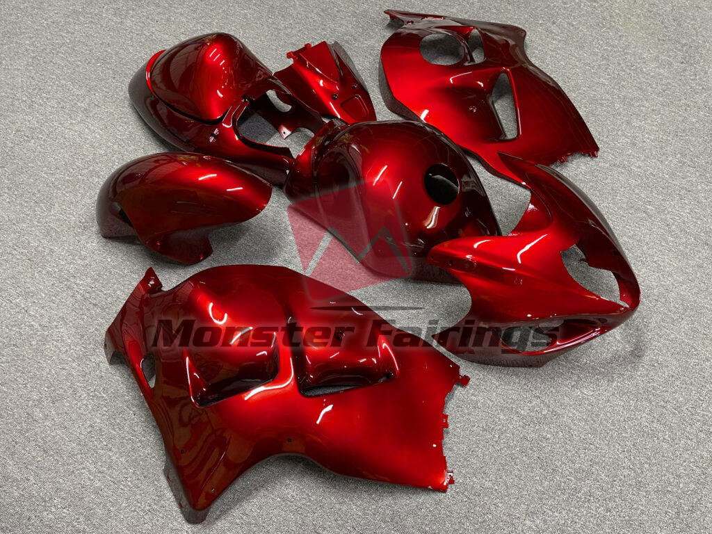 1997 - 2007 Suzuki GSXR1300 Gloss Red fairing set - ABS injection, custom painted by Monster Fairings