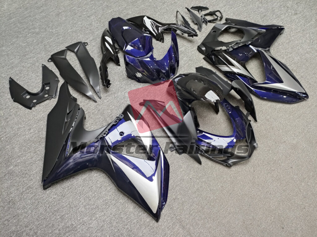 Gloss Dark Blue With Silver & Black ABS fairings for Suzuki GSXR 1000 2009 - 2016 - premium OEM fit kit by Monster Fairings