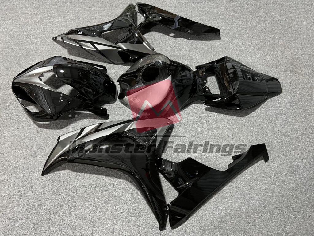 2006 - 2007 Honda CBR1000RR Gloss Black With Gray fairing set - ABS injection, custom painted by Monster Fairings