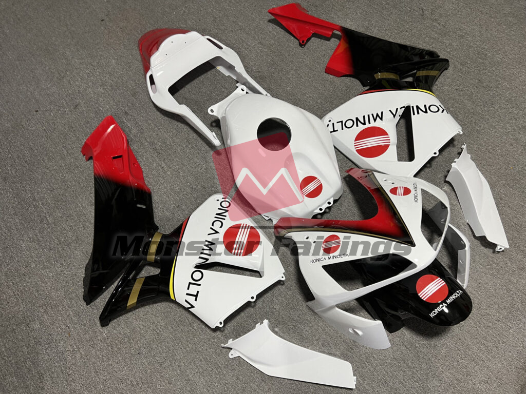 Gloss White with Black & Red KM ABS fairings for Honda CBR600RR 2003 - 2004 - premium OEM fit kit by Monster Fairings