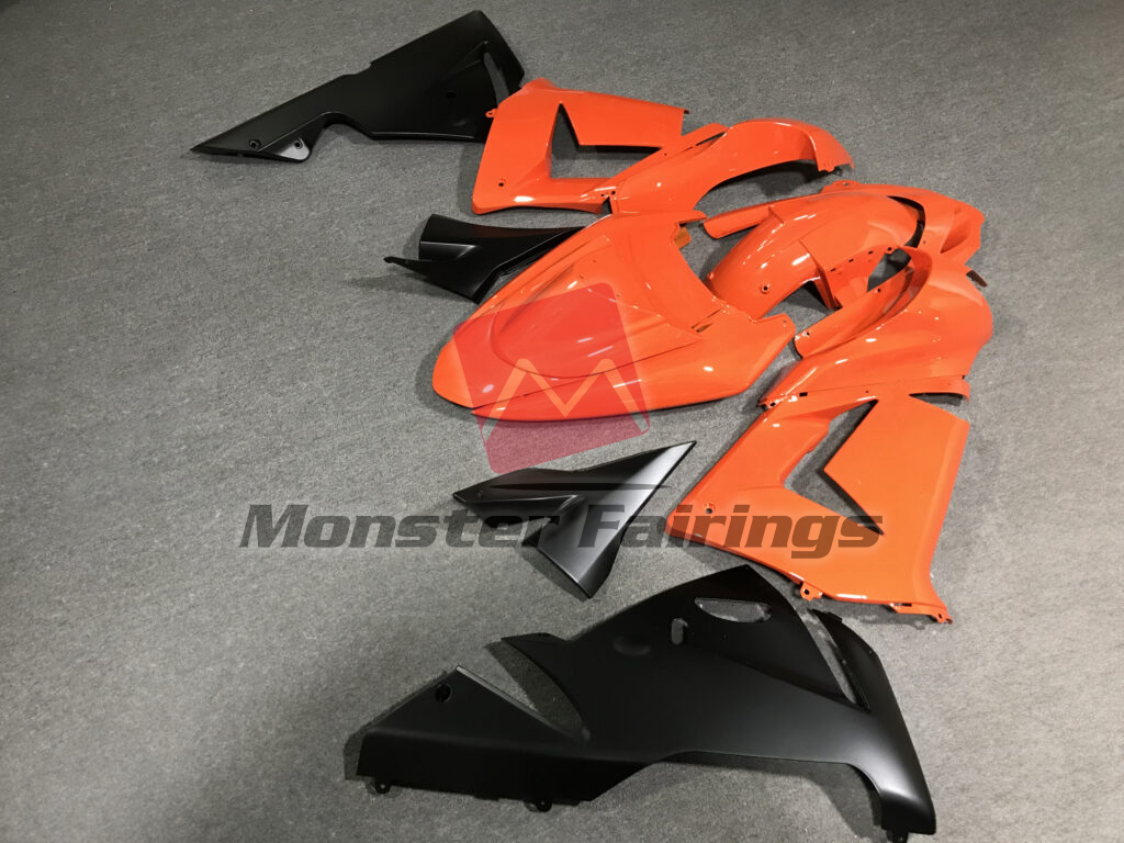 2004 - 2005 Kawasaki ZX10R Orange Black fairing set - ABS injection, custom painted by Monster Fairings
