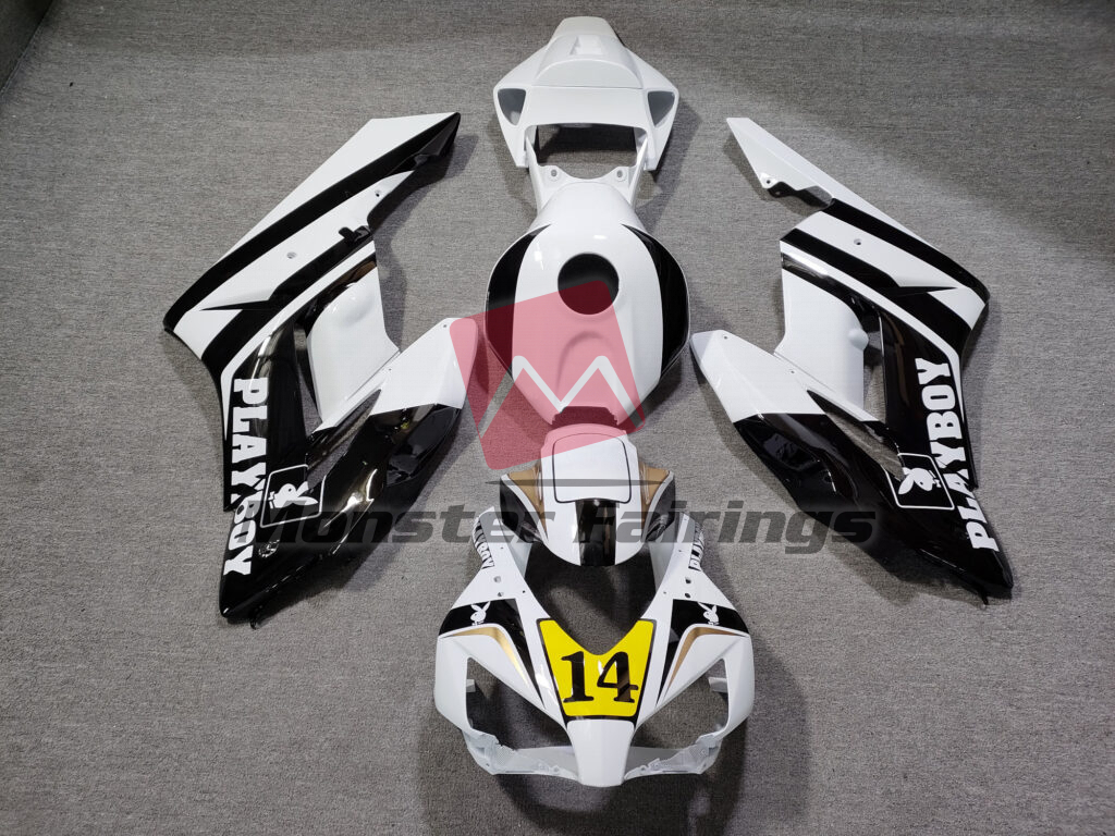 Honda CBR1000RR 2004 - 2005 Gloss White & Black Playboy ABS fairings - custom motorcycle bodywork kit by Monster Fairings