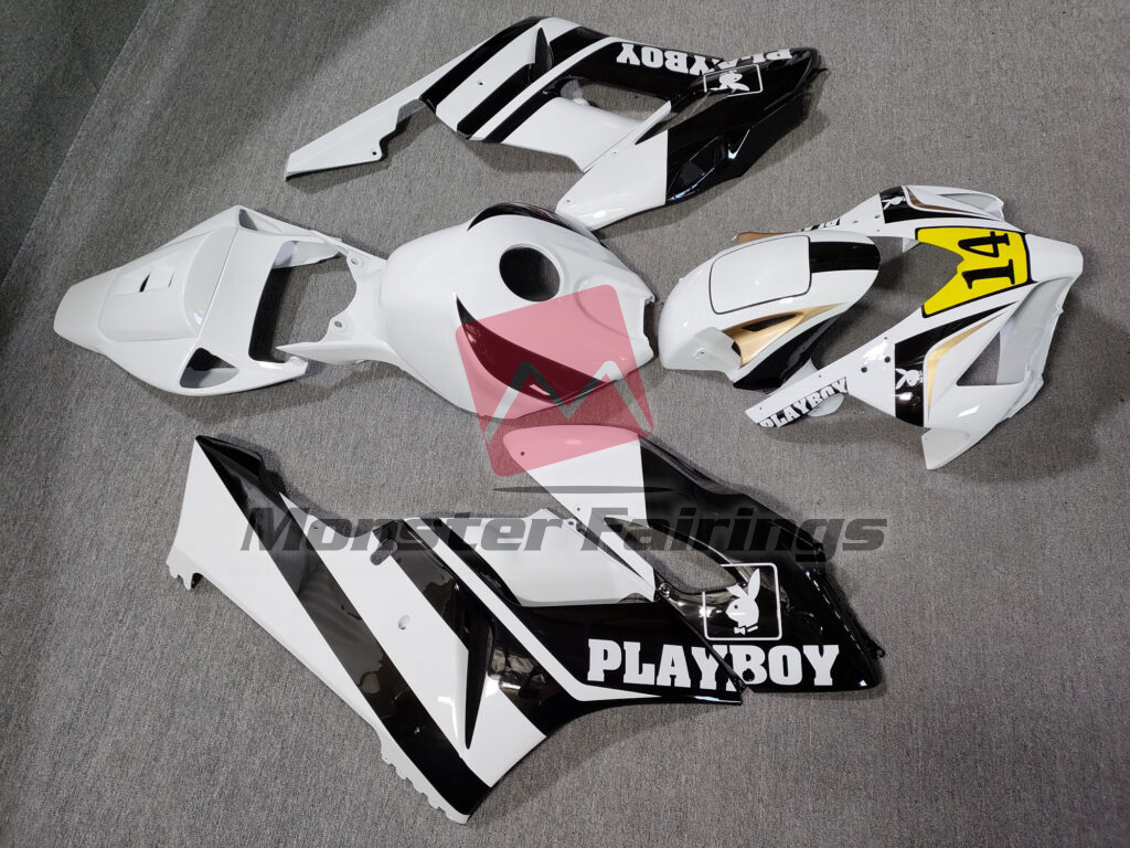 Gloss White & Black Playboy ABS fairings for Honda CBR1000RR 2004 - 2005 - premium OEM fit kit by Monster Fairings