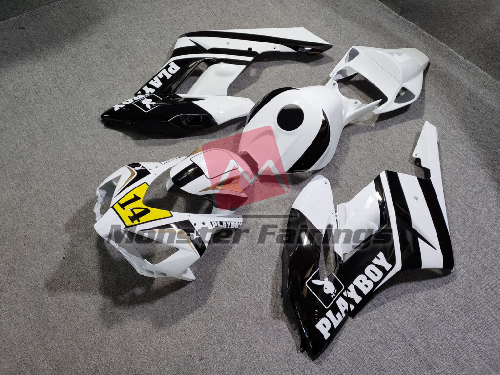 2004 - 2005 Honda CBR1000RR Gloss White & Black Playboy fairing set - ABS injection, custom painted by Monster Fairings
