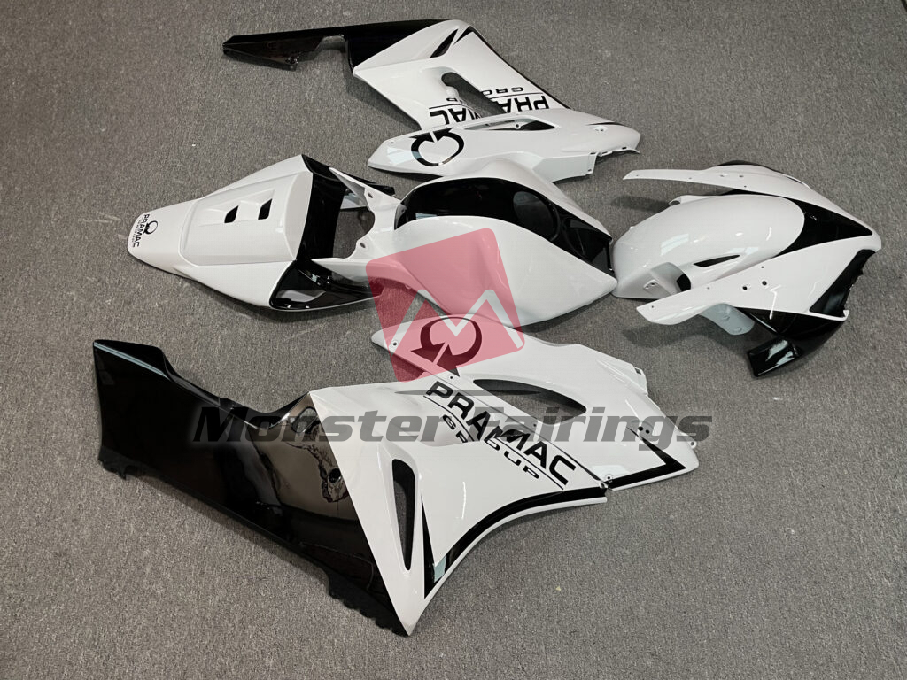 Honda CBR1000RR custom ABS fairings 2004 - 2005 in Gloss White & Black Pramac - durable replacement kit, Monster Fairings