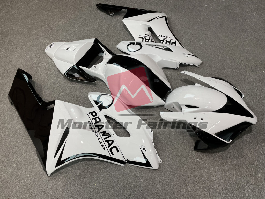 2004 - 2005 Honda CBR1000RR Gloss White & Black Pramac fairing set - ABS injection, custom painted by Monster Fairings