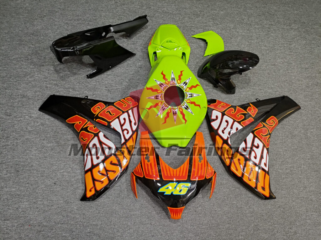 Honda CBR1000RR 2004 - 2005 Matte Lime Green & Black Rossi ABS fairings - custom motorcycle bodywork kit by Monster Fairings