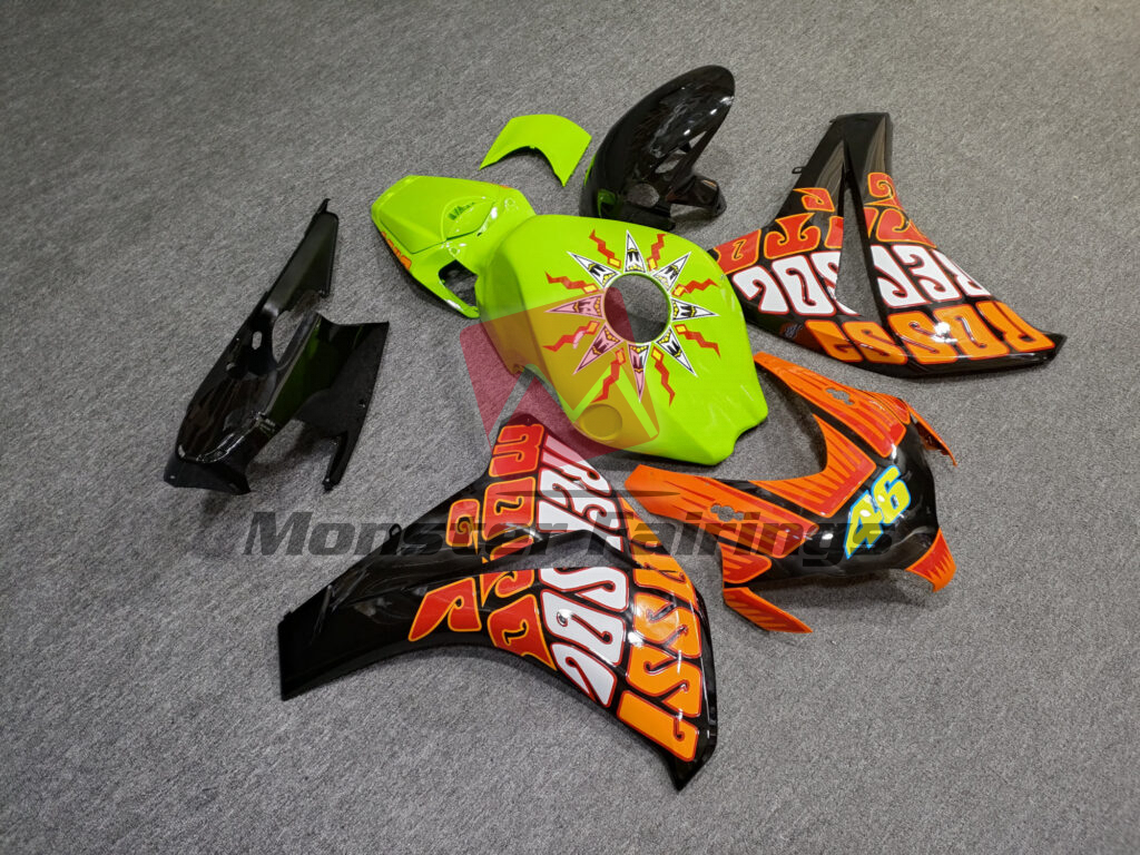 Matte Lime Green & Black Rossi ABS fairings for Honda CBR1000RR 2004 - 2005 - premium OEM fit kit by Monster Fairings