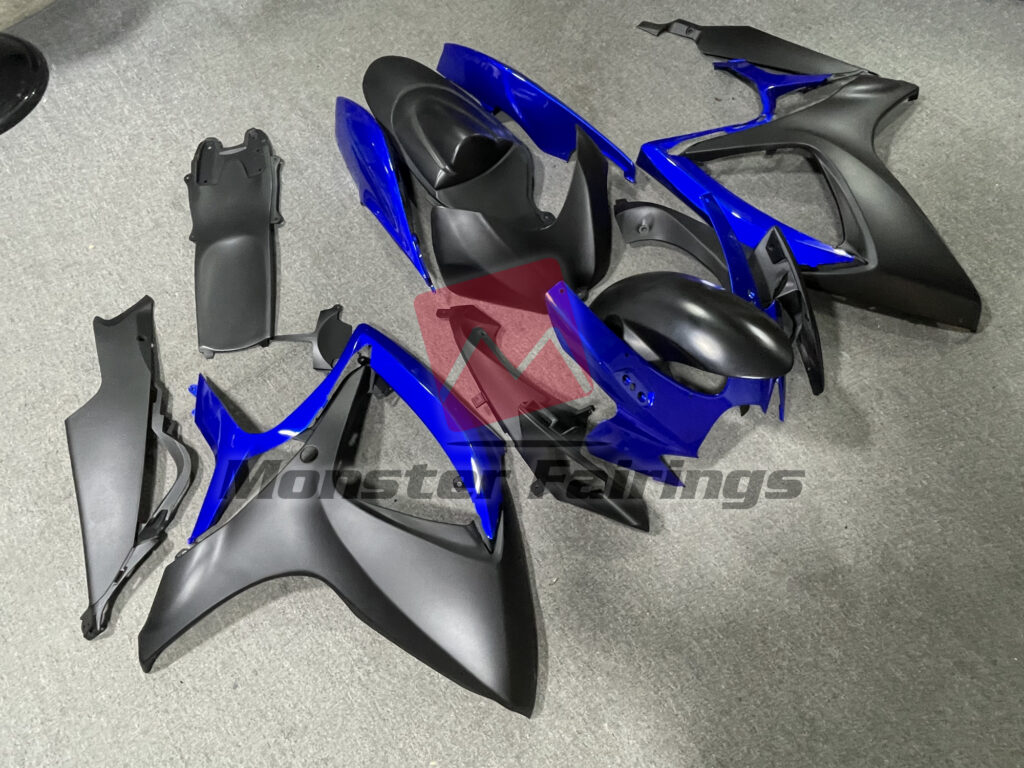 2006 - 2007 Suzuki GSXR Matte Black Gloss Blue fairing set - ABS injection, custom painted by Monster Fairings