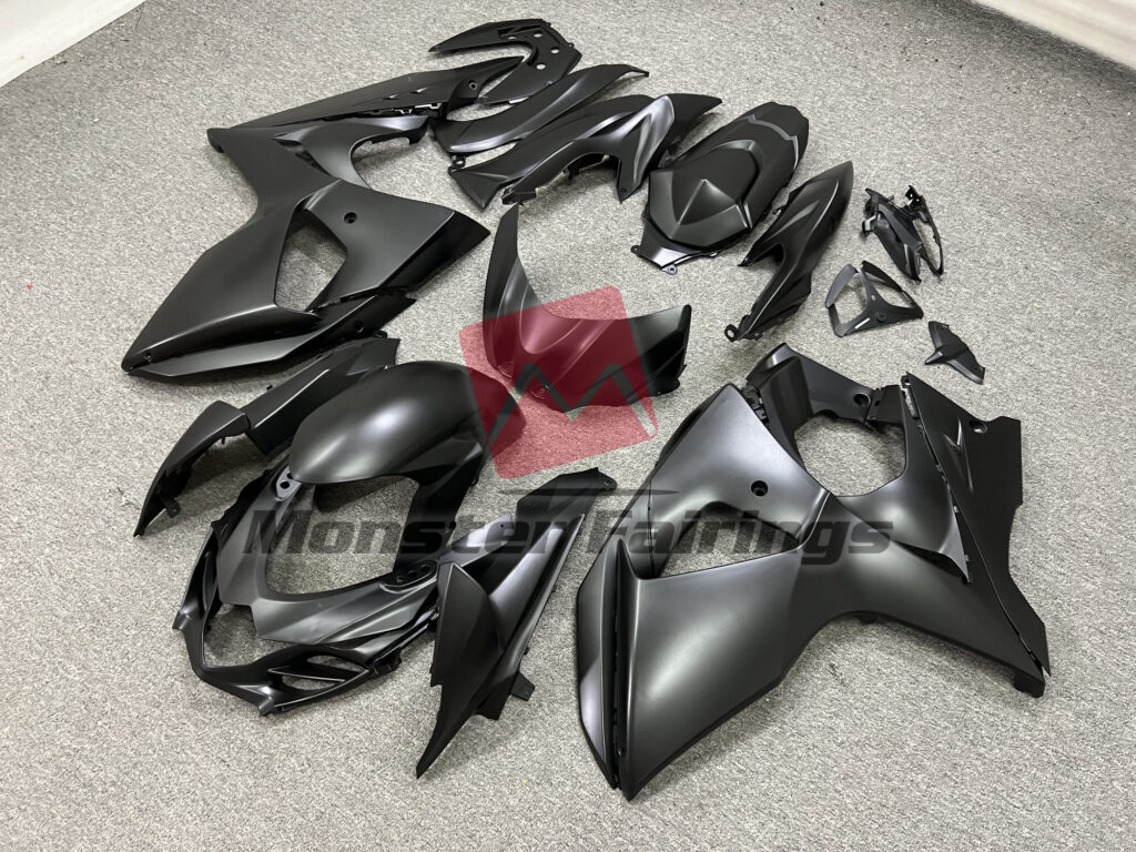Suzuki GSXR custom ABS fairings 2009 - 2016 in Matte Black - durable replacement kit, Monster Fairings