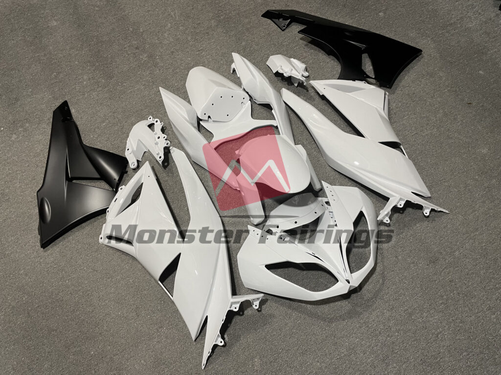 Kawasaki ZX6R custom ABS fairings 2009 - 2012 in Gloss White Matte Black - durable replacement kit, Monster Fairings
