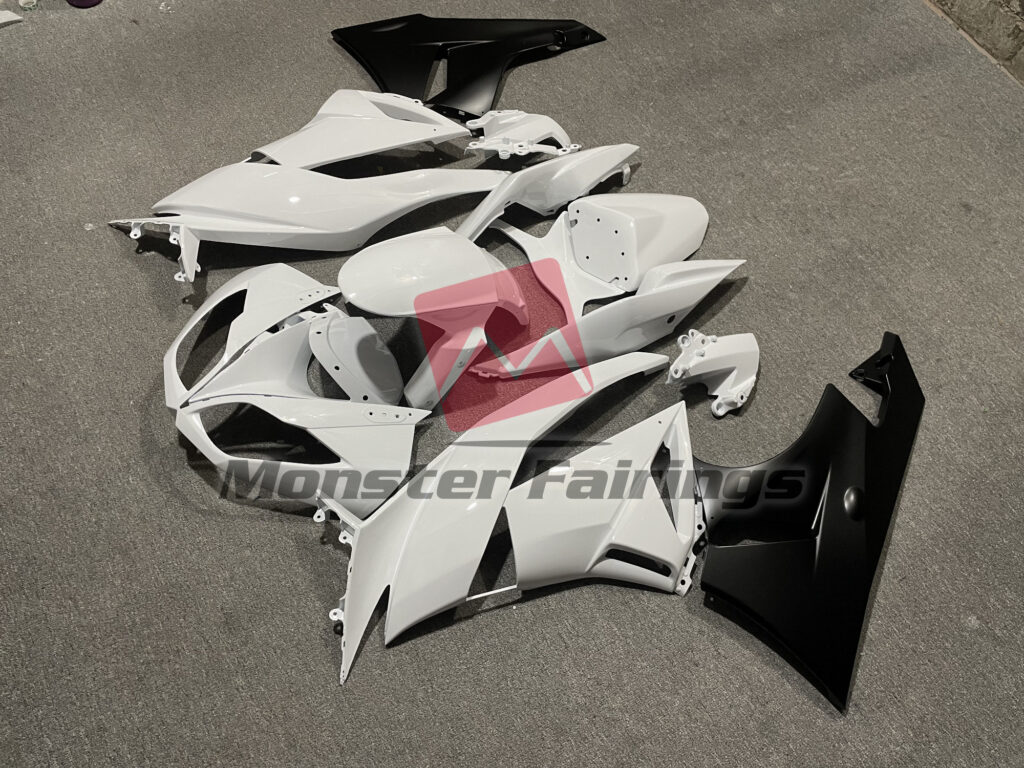 Gloss White Matte Black ABS fairings for Kawasaki ZX6R 2009 - 2012 - premium OEM fit kit by Monster Fairings