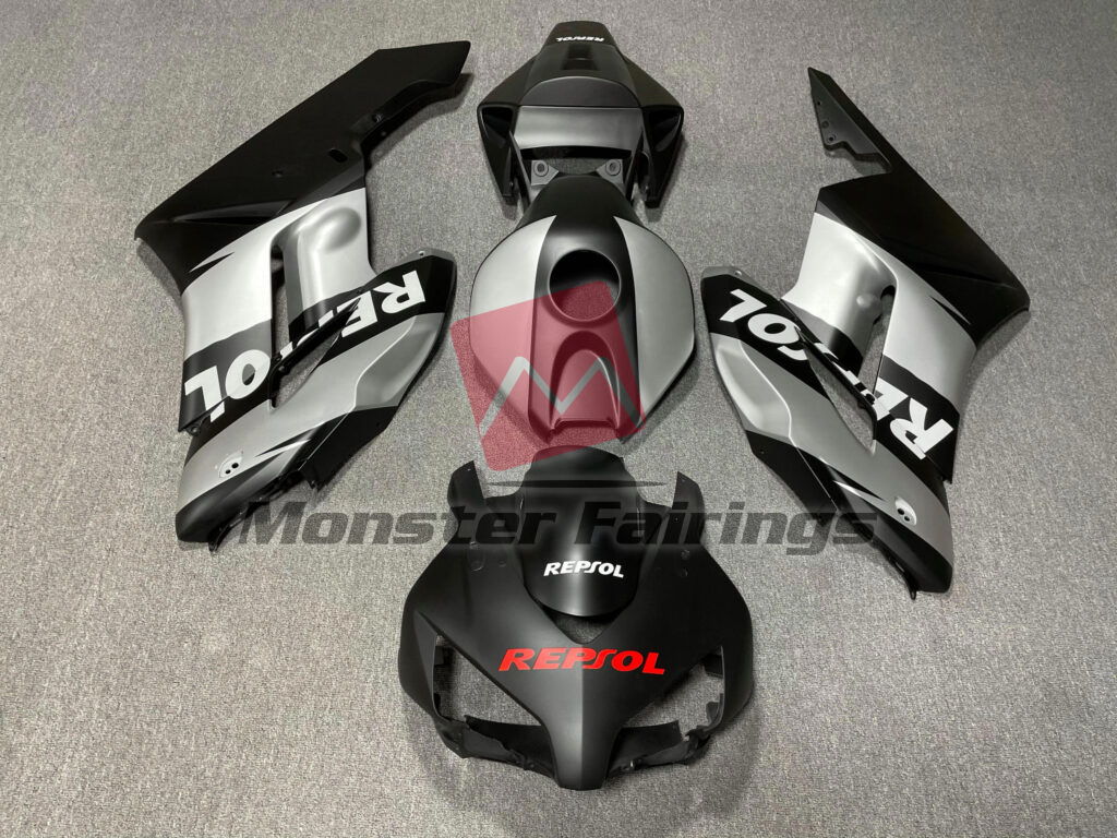Honda CBR1000RR 2004 - 2005 Matte Black & Silver Repsol ABS fairings - custom motorcycle bodywork kit by Monster Fairings