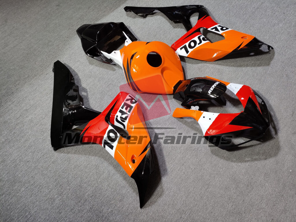 Honda CBR1000RR custom ABS fairings 2006 - 2007 in Gloss Classic Repsol - durable replacement kit, Monster Fairings