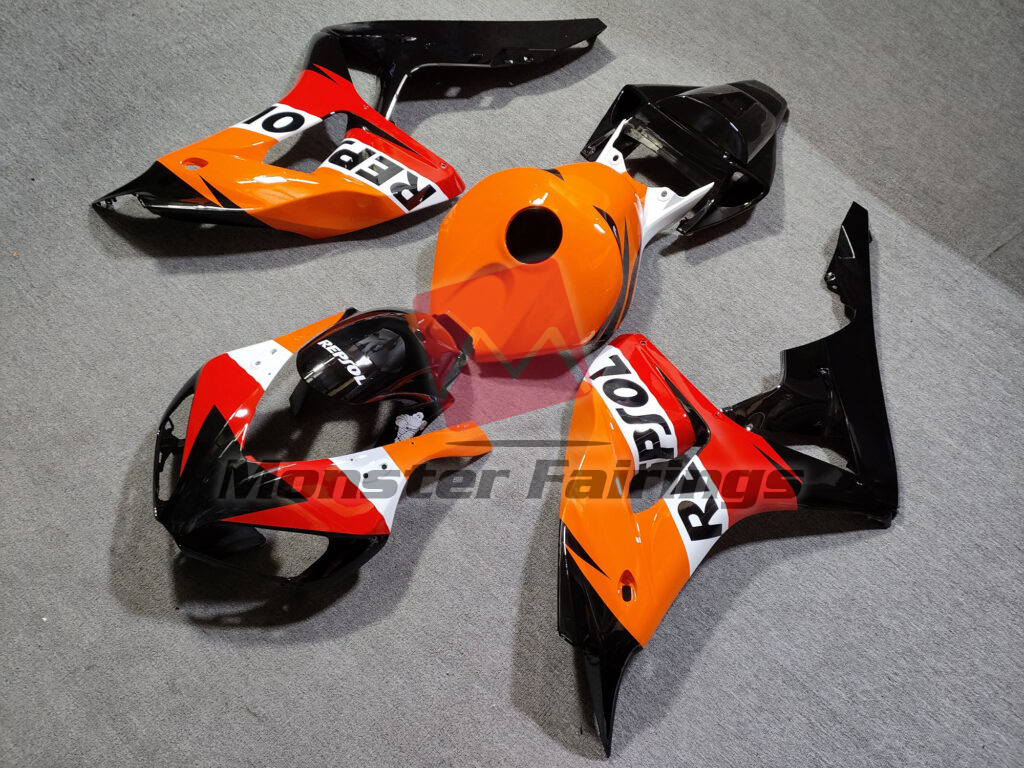 2006 - 2007 Honda CBR1000RR Gloss Classic Repsol fairing set - ABS injection, custom painted by Monster Fairings