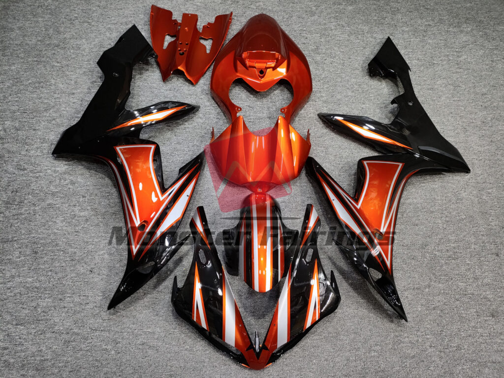 Yamaha R1 2004 - 2006 Gloss Black & Burnt Orange ABS fairings - custom motorcycle bodywork kit by Monster Fairings