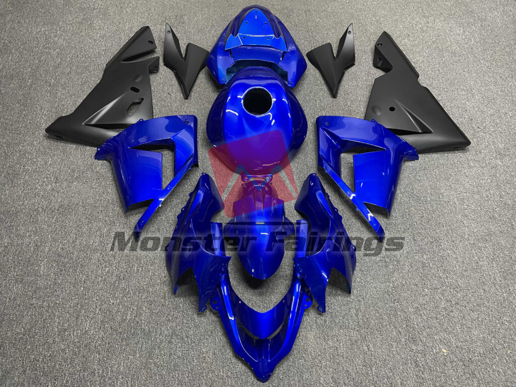 Kawasaki ZX10R 2004 - 2005 Gloss Blue & Matte Black ABS fairings - custom motorcycle bodywork kit by Monster Fairings