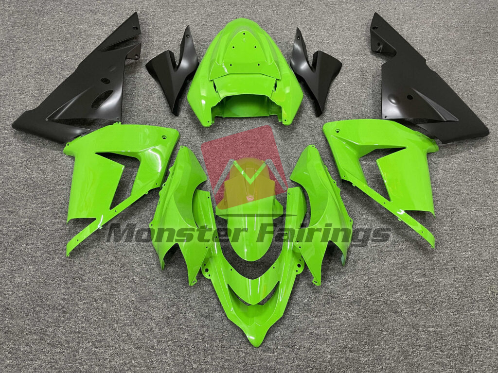 Kawasaki ZX10R 2004 - 2005 Gloss Green & Matte Black ABS fairings - custom motorcycle bodywork kit by Monster Fairings
