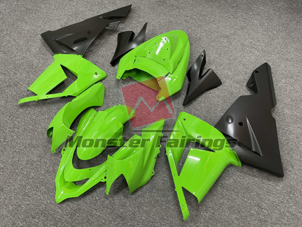 Kawasaki ZX10R custom ABS fairings 2004 - 2005 in Gloss Green & Matte Black - durable replacement kit, Monster Fairings