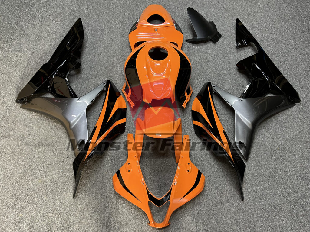 Honda CBR600RR 2007 - 2008 Orange Grey Black ABS fairings - custom motorcycle bodywork kit by Monster Fairings