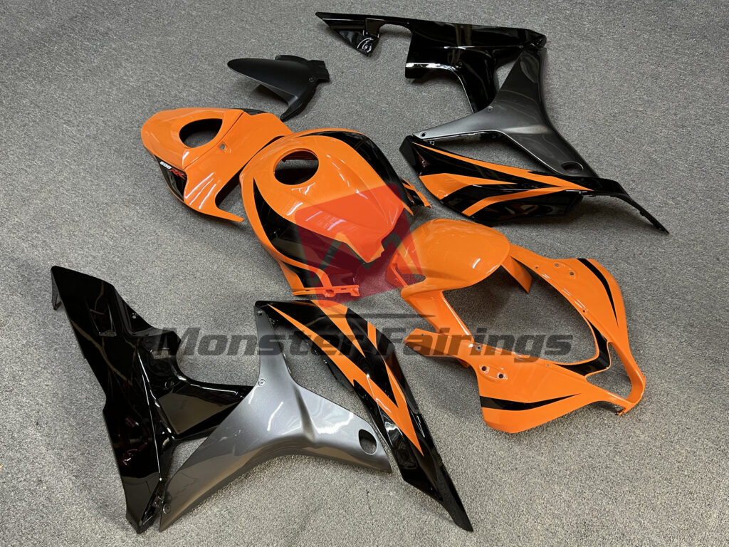 Honda CBR600RR custom ABS fairings 2007 - 2008 in Orange Grey Black - durable replacement kit, Monster Fairings