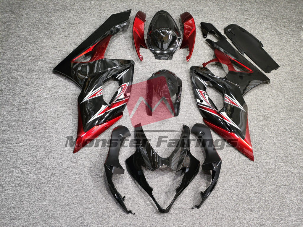 Suzuki GSXR 1000 2005 - 2006 Gloss Black With Red ABS fairings - custom motorcycle bodywork kit by Monster Fairings