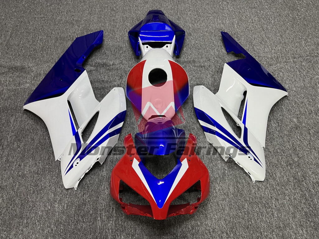 Honda CBR1000RR 2004 - 2005 Gloss White with Red & Blue ABS fairings - custom motorcycle bodywork kit by Monster Fairings