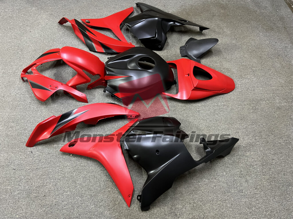 2009 - 2012 Honda CBR600RR Red Matte Black fairing set - ABS injection, custom painted by Monster Fairings