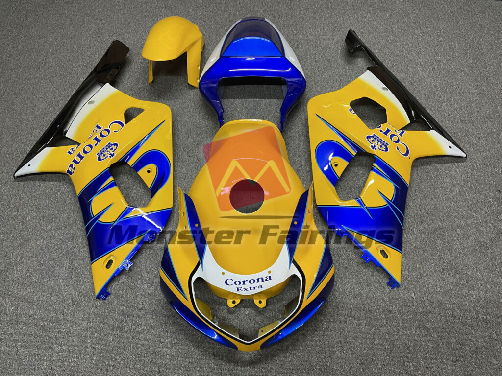 Suzuki GSXR 600 - 750 2001 - 2003 Yellow Corona ABS fairings - custom motorcycle bodywork kit by Monster Fairings