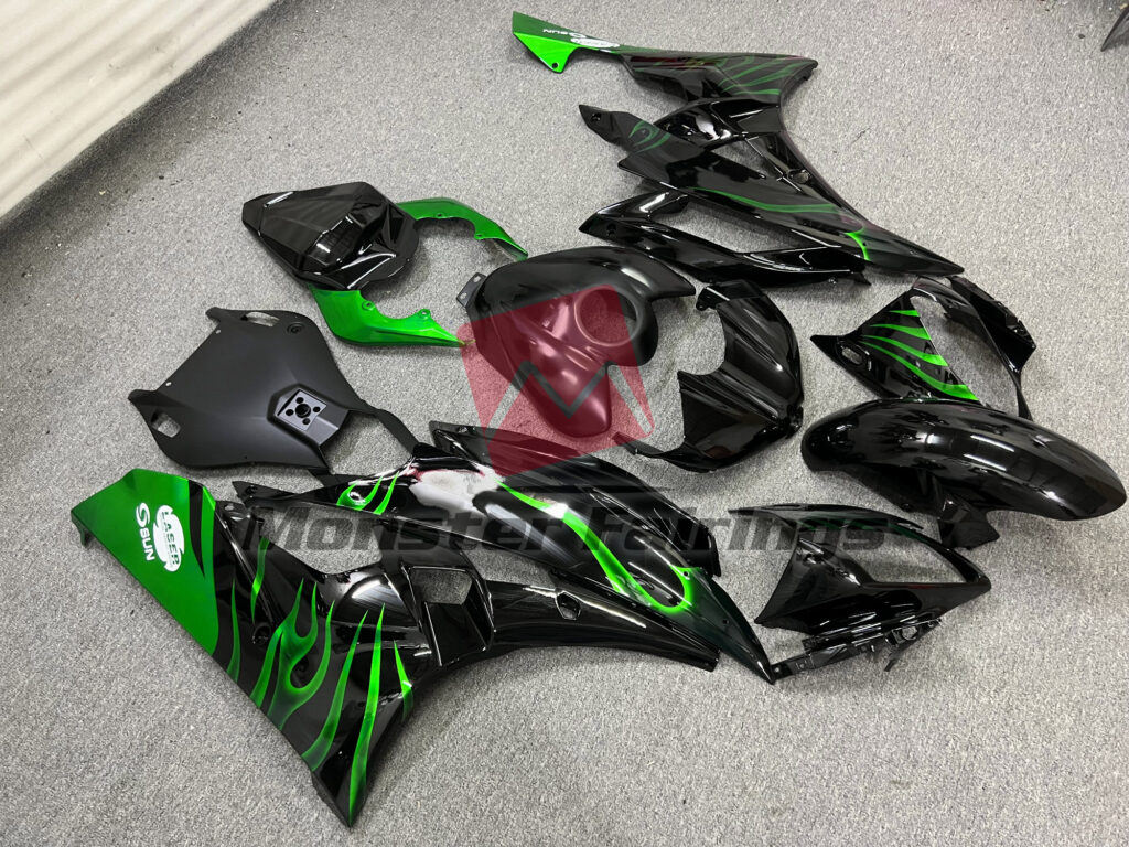 Green Flame ABS fairings for Yamaha R6 2006 - 2007 - premium OEM fit kit by Monster Fairings