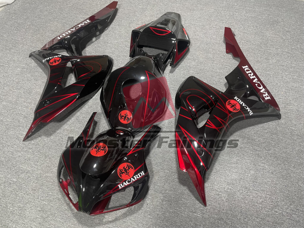 Honda CBR1000RR custom ABS fairings 2006 - 2007 in Red Bacardi design - durable replacement kit, Monster Fairings