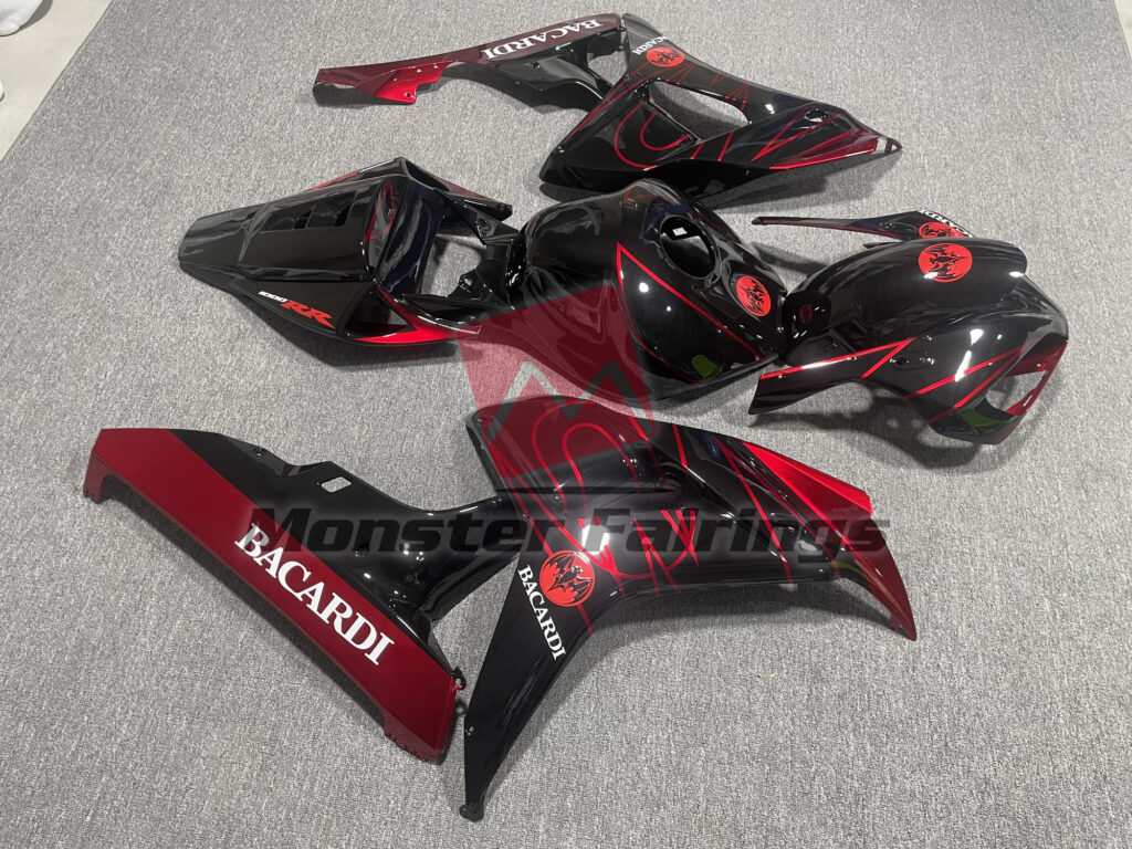 2006 - 2007 Honda CBR1000RR Red Bacardi fairing set - ABS injection, custom painted by Monster Fairings