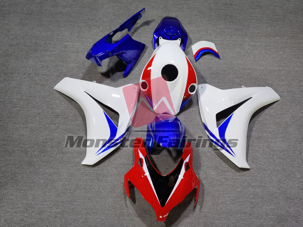 Honda CBR1000RR 2008 - 2011 Gloss White, Red and Blue ABS fairings - custom motorcycle bodywork kit by Monster Fairings