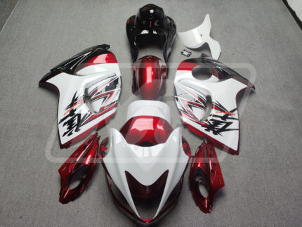 Suzuki GSXR 1300 2008-2020 Gloss White with Deep Red Custom ABS Fairings | Monster Fairings