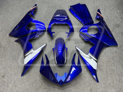 Yamaha R6 2003-2004 Gloss Blue with White ABS Fairings | Monster Fairings