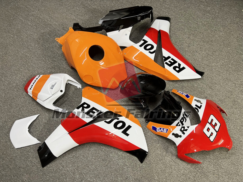 2008 - 2011 Honda CBR1000RR Gloss Light Repsol fairing set - ABS injection, custom painted by Monster Fairings