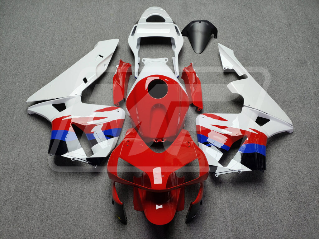 Honda CBR600RR 2003 - 2004 Gloss White & Red With Blue ABS fairings - custom motorcycle bodywork kit by Monster Fairings