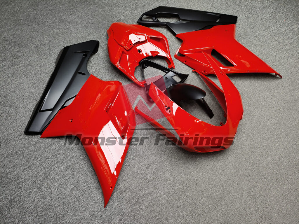 Ducati 848 1098 1198 custom ABS fairings 2007 - 2012 in Gloss Red & Matte Black - durable replacement kit, Monster Fairings