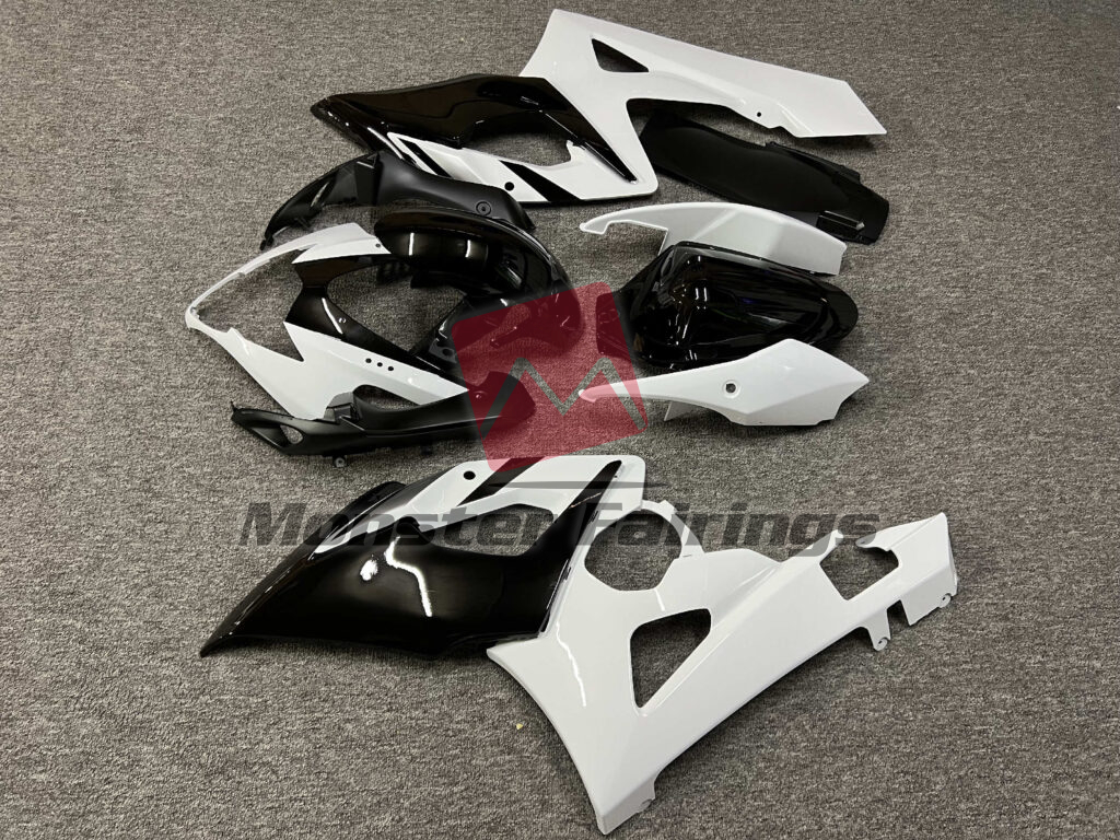 2005 - 2006 Suzuki GSXR Gloss White, Black & Silver fairing set - ABS injection, custom painted by Monster Fairings