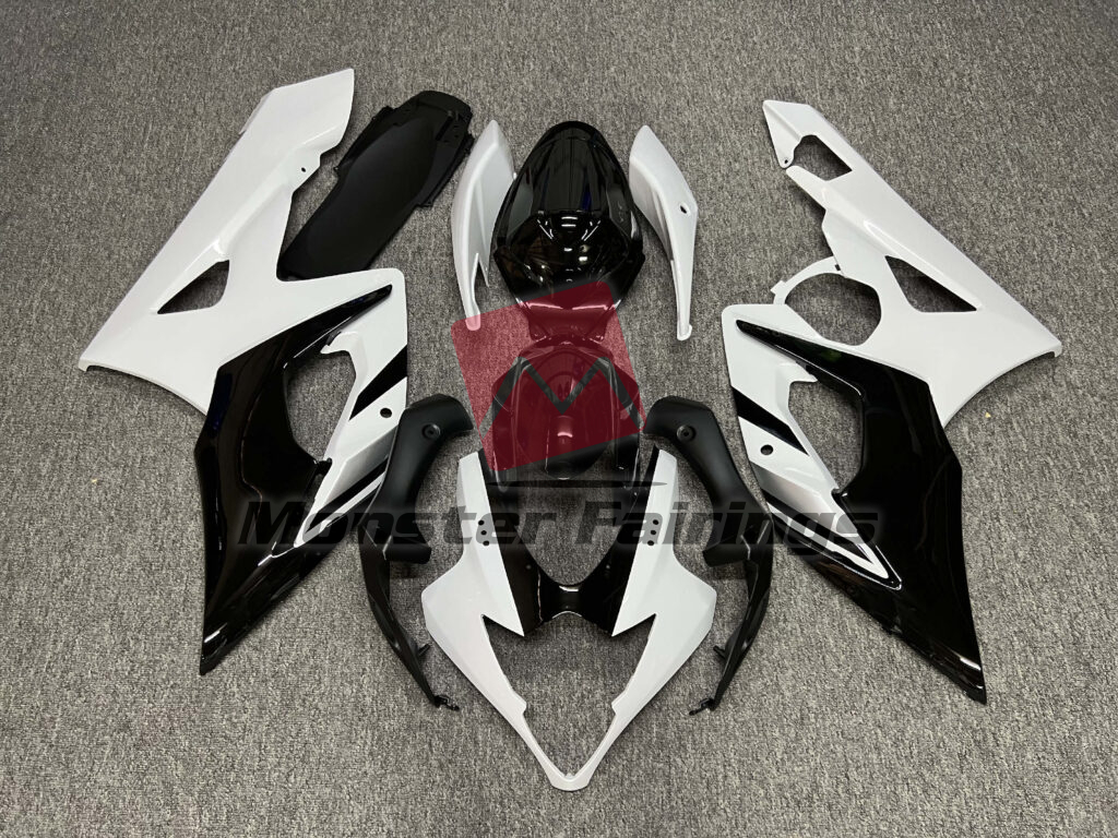 Suzuki GSXR 1000 2005 - 2006 Gloss White, Black & Silver ABS fairings - custom motorcycle bodywork kit by Monster Fairings