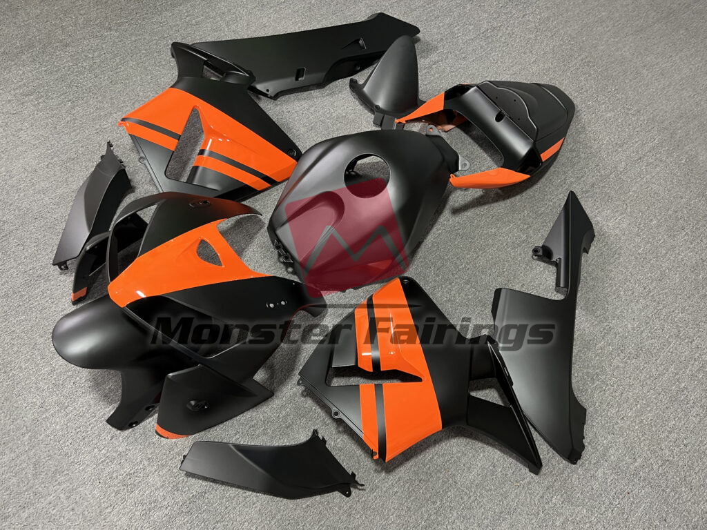 Honda CBR600RR custom ABS fairings 2005 - 2006 in Gloss Orange & Matte Black - durable replacement kit, Monster Fairings