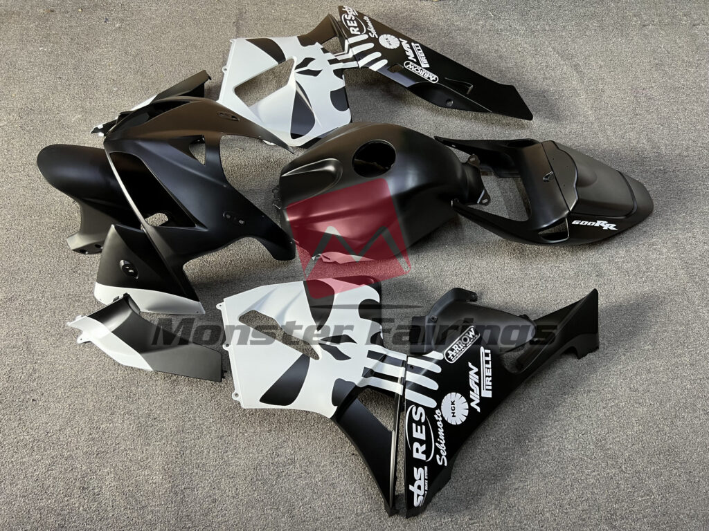 Matte with White Punisher Logo ABS fairings for Honda CBR600RR 2005 - 2006 - premium OEM fit kit by Monster Fairings